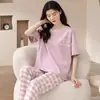 Fabricantes diretos novo pijama verão feminino conjunto lazer roupa de casa 32 justo 100 algodão 150 gramas