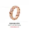 Anillo Hueso de Serpiente V-Oro Versión de Alta Gama Madreperla Blanca Anillo con Forma de Serpiente Incrustado de Diamantes Chapado en Oro Rosa de 18K Anillos de Pareja para Mujeres