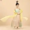 Xale de Chiffon, Acessórios Elegantes Hanfu, Fita Clássica Dunhuang Estilo Antigo, Xale Azul, Lenço Longo de Seda