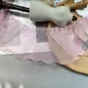 Tecido de renda plissada de organza rosa bege de camada única alargado de 15CM para decoração de bainha de roupa DIY