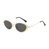 Gafas de Sol Ovaladas Pequeñas Estilo Europeo y Americano para Mujeres con Caras Pequeñas, Estilo Retro Francés de Calle Alta Ins, Selección de Influencers, Gafas de Sol Metálicas para Hombres