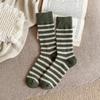 Calcetines de lana para niños, otoño e invierno, gruesos, a rayas, de longitud media, modernos, vintage, para combinar con todo, cálidos para invierno.