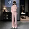 Conjunto Deportivo Casual Verde para Mujer, Nuevo Estilo Otoño/Invierno 2026, Holgado y Elegante, Juvenil y Moderno, Conjunto de Dos Piezas con Sudadera y Pantalones Deportivos