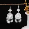 [Selección Premium] Pendientes Estilo Étnico de Minorías Vintage con Plata de Minorías Étnicas, Pendientes Largos Colgantes Florales Estilo Bohemio Único