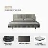 Cama Suspensa que Ahorra Espacio, Estilo Minimalista de Diseñador Italiano, Tela de Algodón y Lino Rayada, Cama Doble tipo Bloque de Tofu Acolchado Suave para Dormitorio Principal