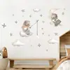 BR0210E Pegatinas de Pared Autoadhesivas de Animales Lindos con Estrellas de Dibujos Animados para Habitación Infantil, Guardería, Salón de Clases