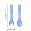 Cuchara para bebé totalmente de silicona, juego de cucharas para bebé para aprender a comer, utensilios de alimentación moldeados de una sola pieza de silicona, cuchara y tenedor