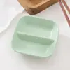 Plato para Condimentos de Paja de Trigo, Plato para Salsa, Plato Coreano de Dos Compartimentos para Hot Pot de Res, Plato Pequeño para Restaurante en Casa Barbacoa