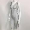 Popular Transfronterizo Ropa Europea y Americana Malla Diamante Brillante Vestido de Red Chica Caliente Vestido de Mujer Estilo Dulce y Picante Vestido