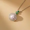 Colgante de Perla de Circonita Redonda Perfecta de 14 mm, Colgante de Moda Elegante para el Trabajo, Colgante Redondo Perfecto, Cadena para Clavícula al por Mayor