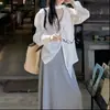 Jaqueta Camisa Branca com Fita Branca Estilo Coreano Proteção Solar para Mulheres, Novo Estilo de Verão, Cardigã Outerwear Solto de Alta Qualidade