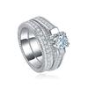 Deseo fabricantes de gran venta suministro europeo y americano anillo gran venta doble conjunto combinado diamante circón anillo de pareja