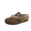 Pantuflas Esponjosas para Mujer de Punta Cerrada Medias Pantuflas Slip-Ons Estilo Nuevo Aumentan la Altura Interior Felpa Retro Moda Otoño 2026 Versátiles