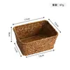 Cesta de Almacenamiento Tejida de Paja con Doble Asa Cesta de Almacenamiento para Mesa de Café y Snacks Organizador de Artículos Varios Tejido a Mano Caja Organizadora Cesta de Almacenamiento para Cosméticos