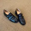 Edición Lancui~ Velcro Estilo Británico Corte Profundo Versátil para Mujer Sin Cordones Tacón Bajo Cuero Genuino Transpirables Mocasines