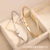Pulsera de Cierre Nudo Completo de Pedrería Delgada Pulsera de Pedrería Incrustada con Circonita Lujo Ligero Pulsera de Dos Tonos Oro y Plata Joyería Sencilla para Mujer Ahora Disponible