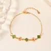 Pulseira de Prata de Lei S925 com Turmalina Natural e Design Floral, Pulseira Elegante e Luxuosa S033