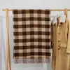 2025 Nuevo Otoño e Invierno Moda Coreana para Mujer Rayas Cuadros Imitación Cachemir Engrosado Cálido Bufanda Chal con Borlas Doble Uso