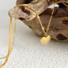 Colar de Aço Titânio Camada Dupla Amor Simples Feminino Ins Versátil Corrente para Clavícula Moda Vintage Pingente Coração de Pêssego Acessórios Joias