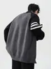 Suéter Cardigan Outono Inverno 2026 Novo Estilo Casual Preguiçoso Retrô Americano Tricô Gola V Peça de Vestir Masculina Cor Sólida