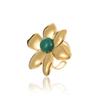 Anillo abierto de acero inoxidable con diseño de pétalos irregulares, chapado en oro de 18 quilates, con piedra natural, estilo INS, combinable con todo, para mujer.