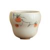 Mesa de hielo pintada a mano, taza de calabaza de caqui naranja, taza maestra, taza de té de cerámica para el hogar, taza individual, juego de té de kung fu, taza de degustación de té, color bajo esmaltado