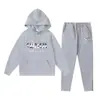 Armadilha Explosiva Marca de Moda Europeia e Americana Mudança Gradual Letra Cabeça de Tigre Estampada Suéter com Capuz Forrado de Lã Conjunto Esportivo Casual
