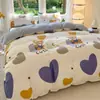 Juego de sábanas de cuatro piezas, funda de edredón, juego de tres piezas para dormitorio individual de estudiante de invierno, funda de edredón individual cepillada, ropa de cama de dibujos animados