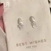 Estilo Indiferente Brincos de Gota de Água Prateados Escovados Pequenos Exquisitos High-End Versátil para o Dia a Dia Versátil para o Trabalho Leve Luxo Nicho Exquisito Brinco