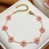 Conjunto de Joias Colar, Pulseira, Tornozeleira Boêmia com Contas Transfronteiriças, Conjunto de Joias com Corrente de Aço Titânio e Contas de Vidro Florzinhas Pequenas para Meninas, Feito à Mão