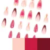Puntas de Uñas Cortas Almendradas Florales Tridimensionales Estilo Francés, Uñas Postizas Europeas y Americanas con Brillo Degradado al por Mayor