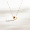 Collar de Acero Titanio con Doble Anillo Incrustado de Diamantes, Estilo Europeo y Americano, Elegante y Atmosférico para Mujer, Pulsera de Lujo Ligero, Cadena para Clavícula Moderna y Versátil