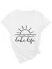 Vida en el Lago Amazon Ebay Sitio Independiente Camiseta Casual Simple de Manga Corta con Cuello en V para Mujer Capa Base Comercio Exterior En Stock