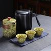 Juego de Té de Viaje Cambio de Horno Taza Exprés Portátil Camping al Aire Libre Una Olla Tres Tazas Tetera Dragón y Fénix que Cambia de Color