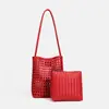 2026 Nuevo Estilo de Vacaciones de Otoño y Verano Bolso Tejido Hueco Retro de Cuero Suave Bolso de Mano Cesta Tote Bolso de Hombro Único Bolso Madre-Hija