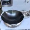 Estufa de Inducción Cóncava Comercial Wok Estufa de Inducción de Hotel Sartén de Hierro Acero Inoxidable Sin Recubrimiento Sartén Antiadherente Fondo Redondo