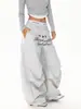 Pantalones de Paracaidista Casuales de Pierna Ancha, Simples y Sueltos, Estilo Workwear, con Estampado de Letras Americanas y Pliegues, Marca de Moda para Otoño e Invierno, para Mujeres y Hombres
