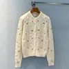 Cardigan de Punto de Cable de Lana Nanyou Haute Couture 26 Primavera Nuevo Logo de Letra Paloma de la Paz Bordado de Rosa
