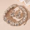 Conjunto de 2 Peças de Brincos Quadrados de Diamante Exagerados Personalizados Colar Luxo Acessível Europeu e Americano Nicho Elegante Colar de Alta Qualidade para Mulheres