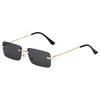 Gafas de Sol sin Marco para Mujer, Marco Cuadrado Pequeño, Lentes Oceánicas, Patillas de Resorte, Estilo Urbano de Moda, Gafas Transfronterizas