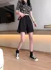 Traje Casual de Verano Nuevo Shorts para Mujer Combinación Versátil Cintura Alta Delgado Línea A Pierna Ancha Cuatro-cinco Recto Delgados Shorts
