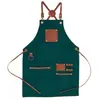 Delantal Patchwork de Lona y Cuero Transfronterizo para Peluquería, Cocina, Repostería, Barista, Delantal de Trabajo para Hombres y Mujeres con Logo Personalizado