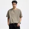Ropa para Hombre Xintang 2026 Verano Estilo Old Money Camiseta de Manga Corta para Hombre, Camisa de Verano de Cuello Redondo Holgada con Media Cremallera.