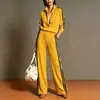 Conjunto de dos piezas a rayas con cuello alto más vendido de Amazon para mujer, con un cárdigan informal de estilo europeo y americano y pantalones largos de pierna ancha, perfecto para ventas transfronterizas
