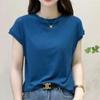 Camiseta de manga corta Xiao Fei para mujer, nicho, color sólido, moda 2023 verano, mercancía europea, chaqueta delgada, camiseta básica, una generación