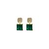 Brincos de Vidro Esmeralda Agulha de Prata Brincos da Moda Estilo Chanel Moda Luxo Leve Brincos Vintage Elegantes para Mulheres