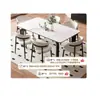 Mesa de Jantar em Ardósia Conjunto de Mesa e Cadeiras para Sala de Jantar Doméstica, Mesa de Jantar Retangular Compacta Retro Moderna Minimalista