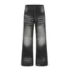Calça jeans masculina americana retrô desgastada, estilo básico calça pai, calça reta tendência vintage de marca lavada