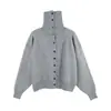Suéter Cárdigan Cálido de Manga Larga de Color Sólido con Cuello Alto Estilo Minimalista Popular para Mujer Hbzx710072 Ropa de Mujer Estilo Coreano Principios de Otoño