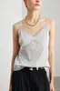 Camisola de Seda para Mujer 2026 Primavera/Verano Nueva Color Sólido Ropa Interior Exterior Estilo Commuter con Encaje y Top de Seda de Morera